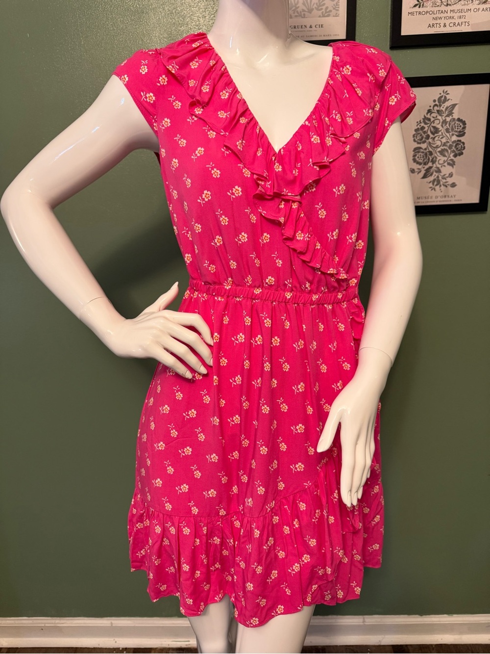 J. Crew Re-Imagined Pink Floral Ruffle  Dress NWT Size 2